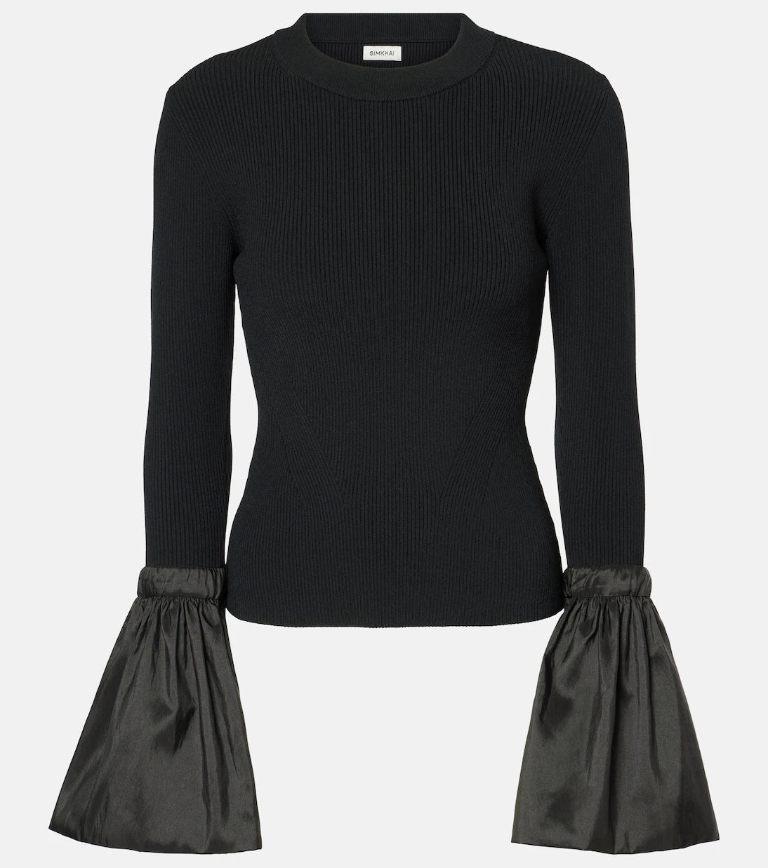 Simkhai - Agata taffeta-trimmed ribbed-knit top