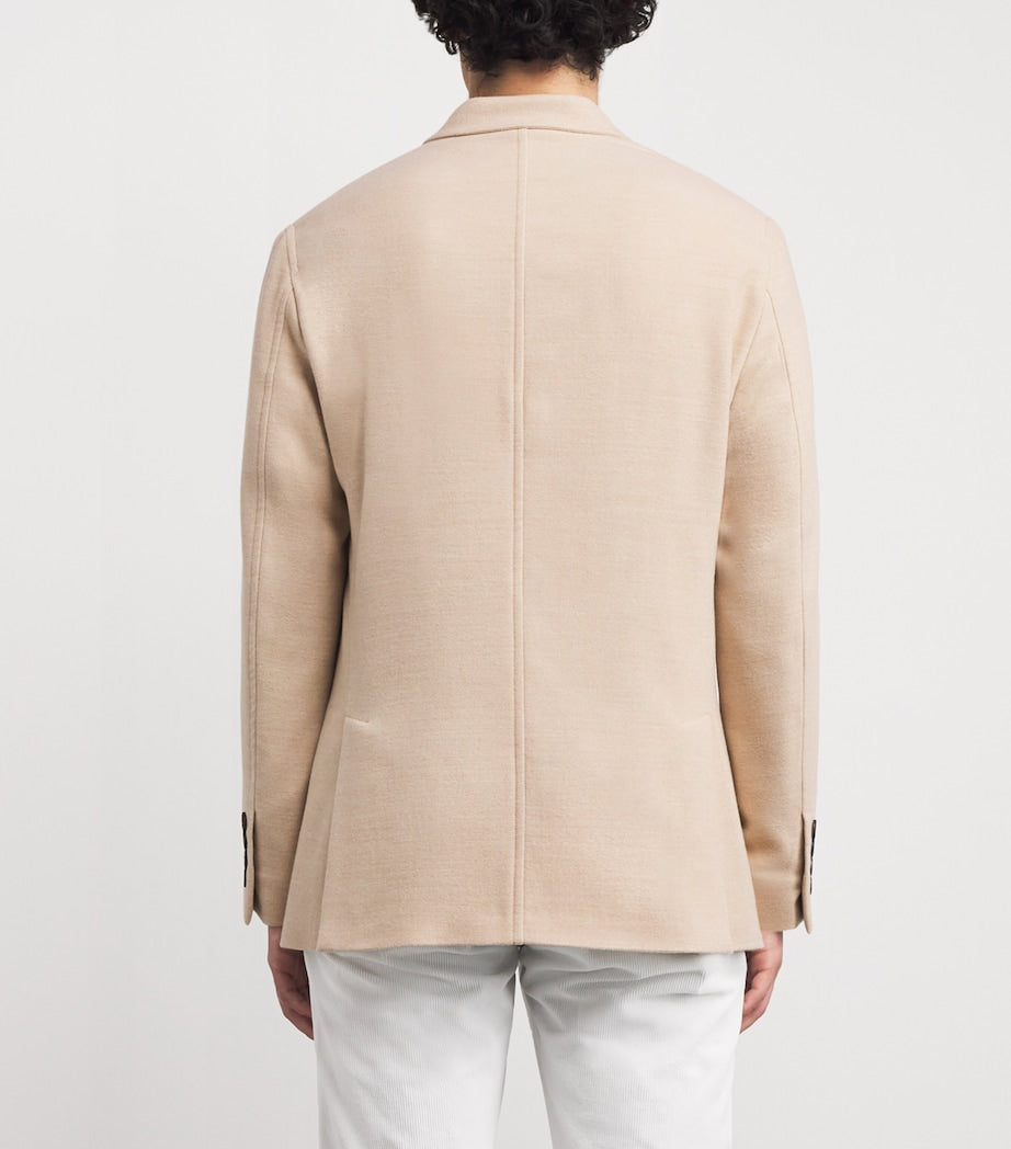 Eleventy Beige Wool Double-Breasted Pea Coat