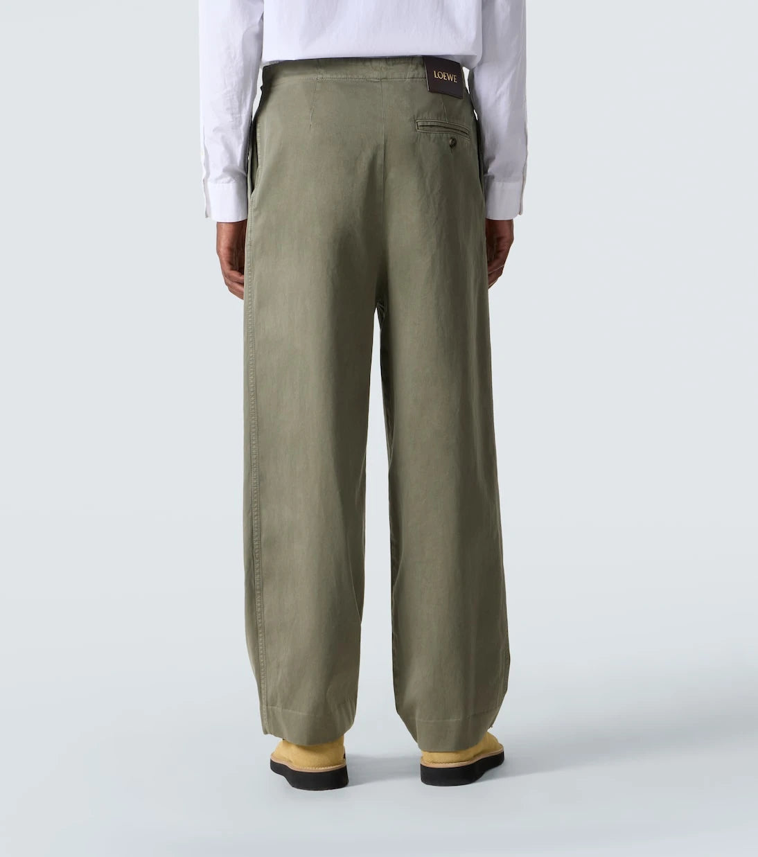 Loewe - Belted cotton satin straight pants