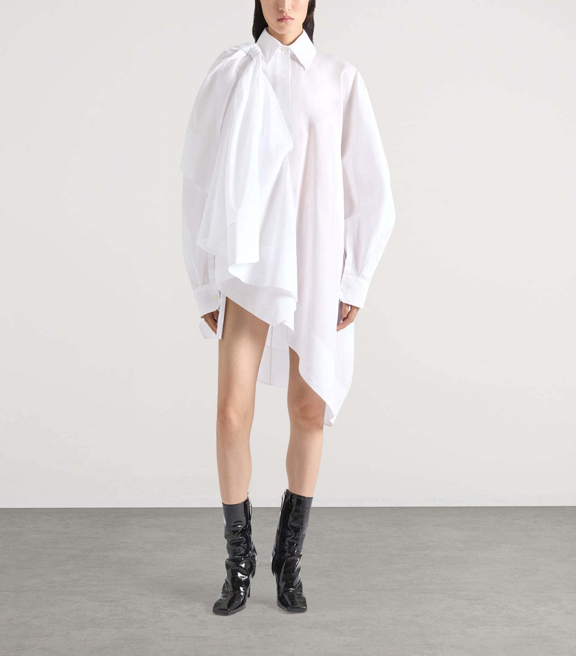 Givenchy White Cotton Asymmetric Mini Shirt Dress