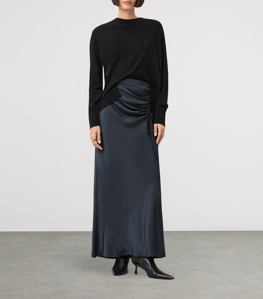 Blue Gathered Alexia Maxi Skirt