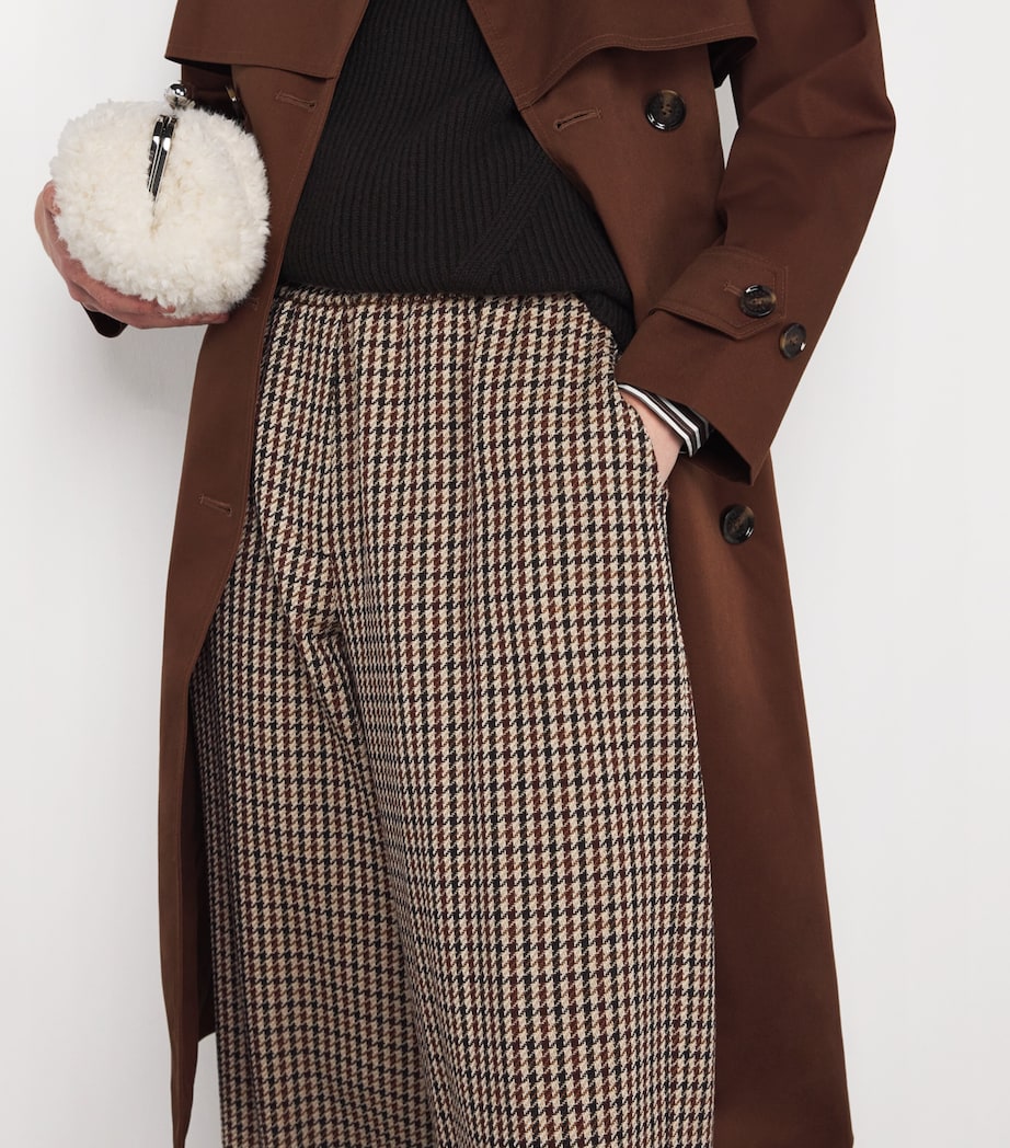 Weekend Max Mara Purple Virgin Wool-Cotton Houndstooth Trousers