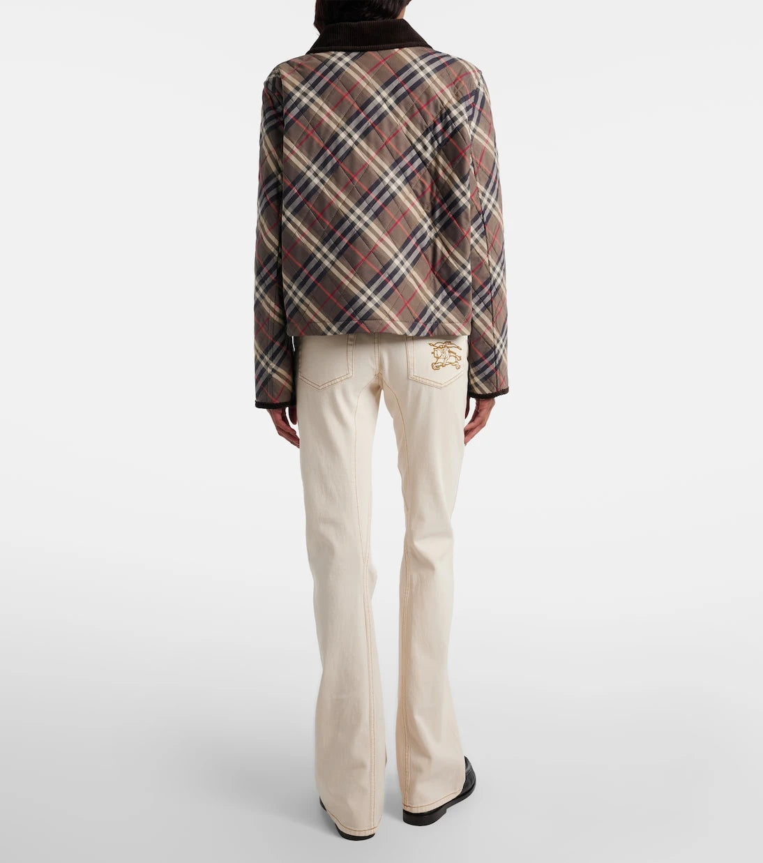 Burberry - İşlemeli İspanyol paça kot pantolon