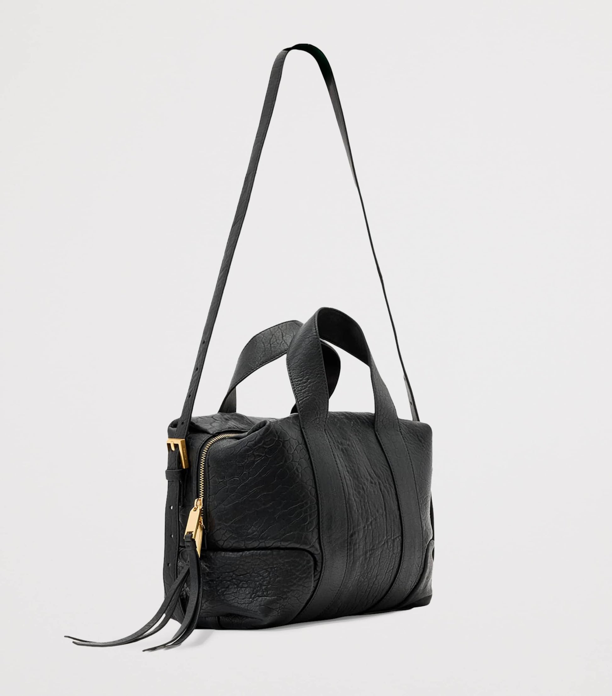 AllSaints Black Leather Ares Cross-Body Bag