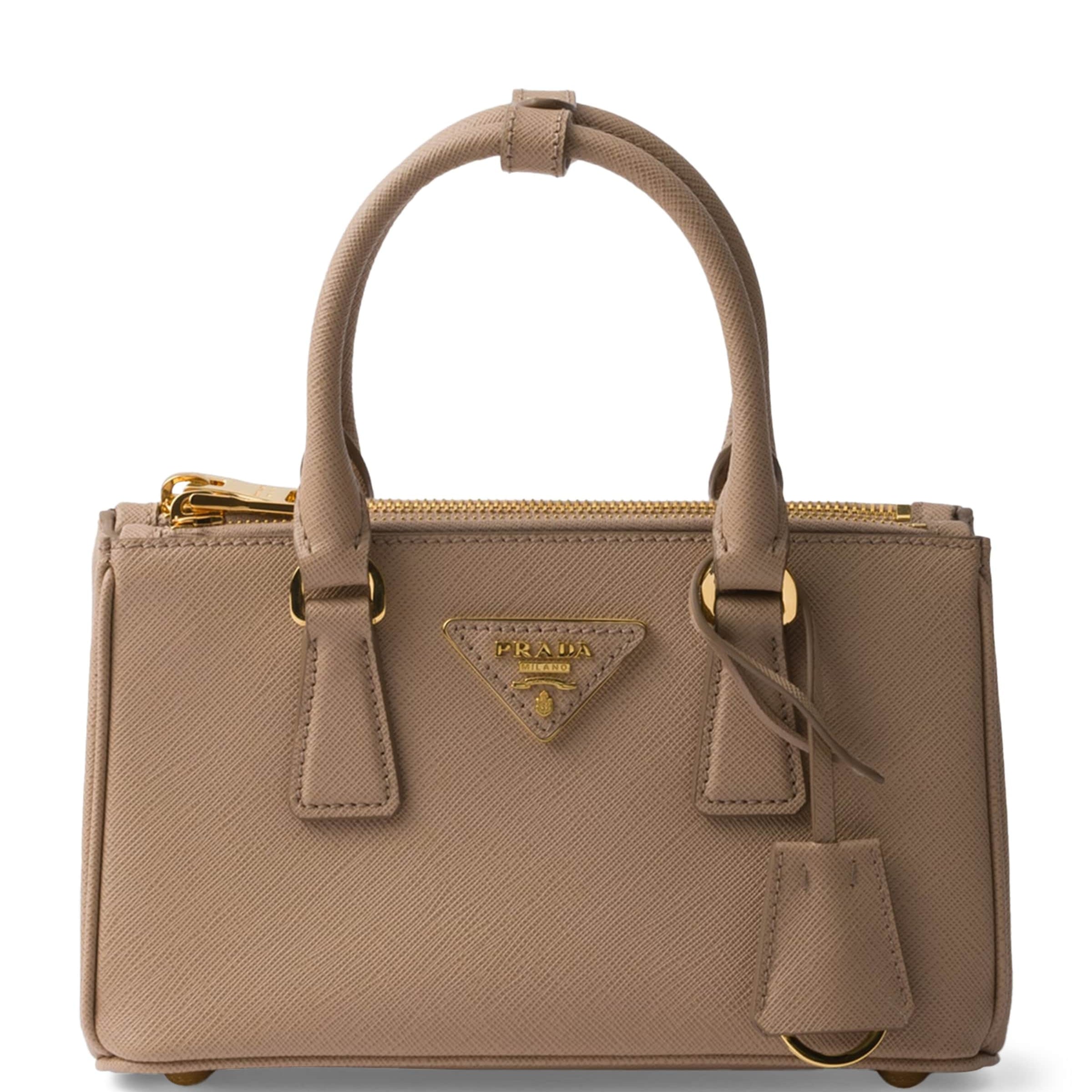 Prada Nude Mini Saffiano Leather Galleria Top-Handle Bag