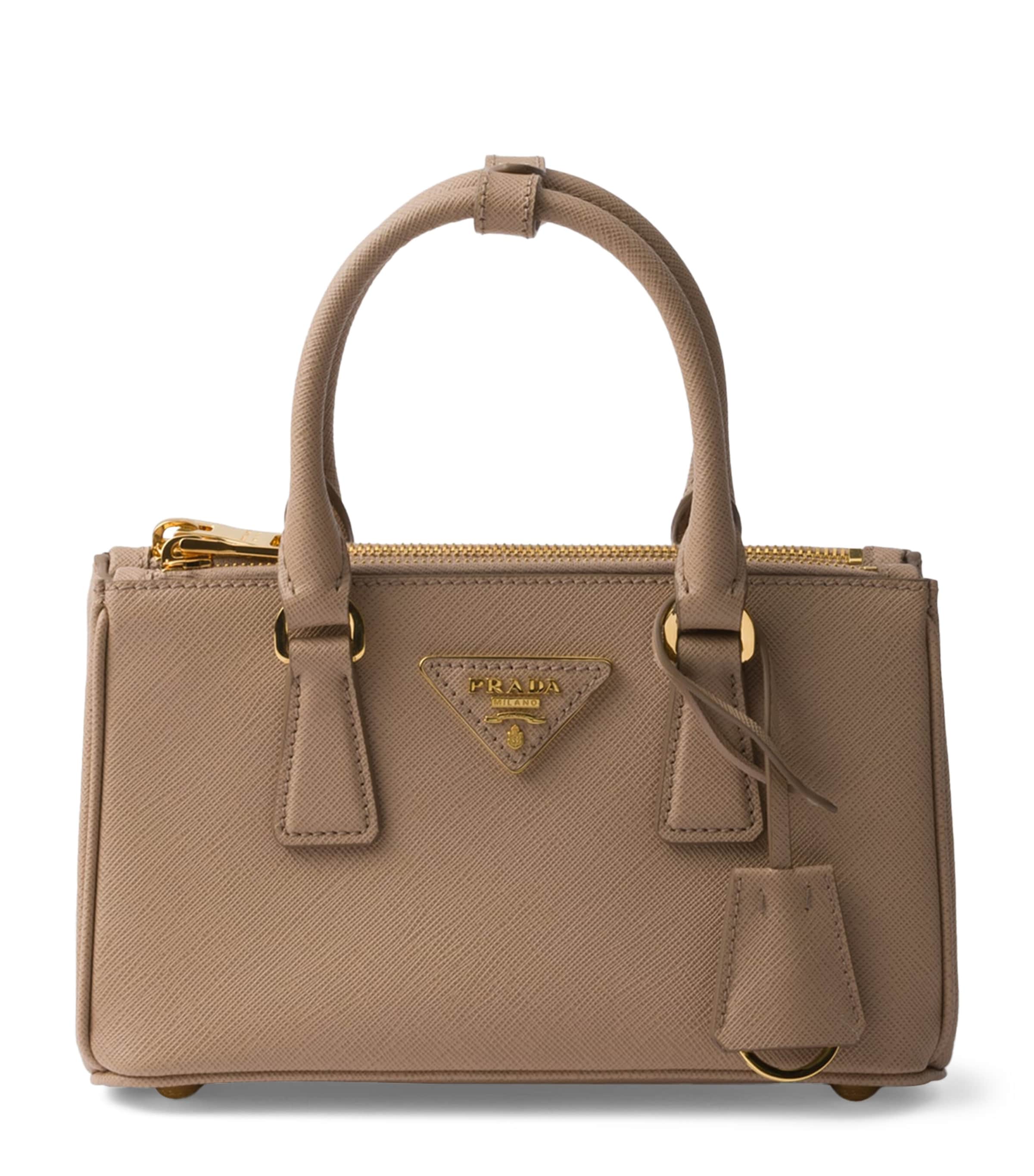 Prada Nude Mini Saffiano Leather Galleria Top-Handle Bag