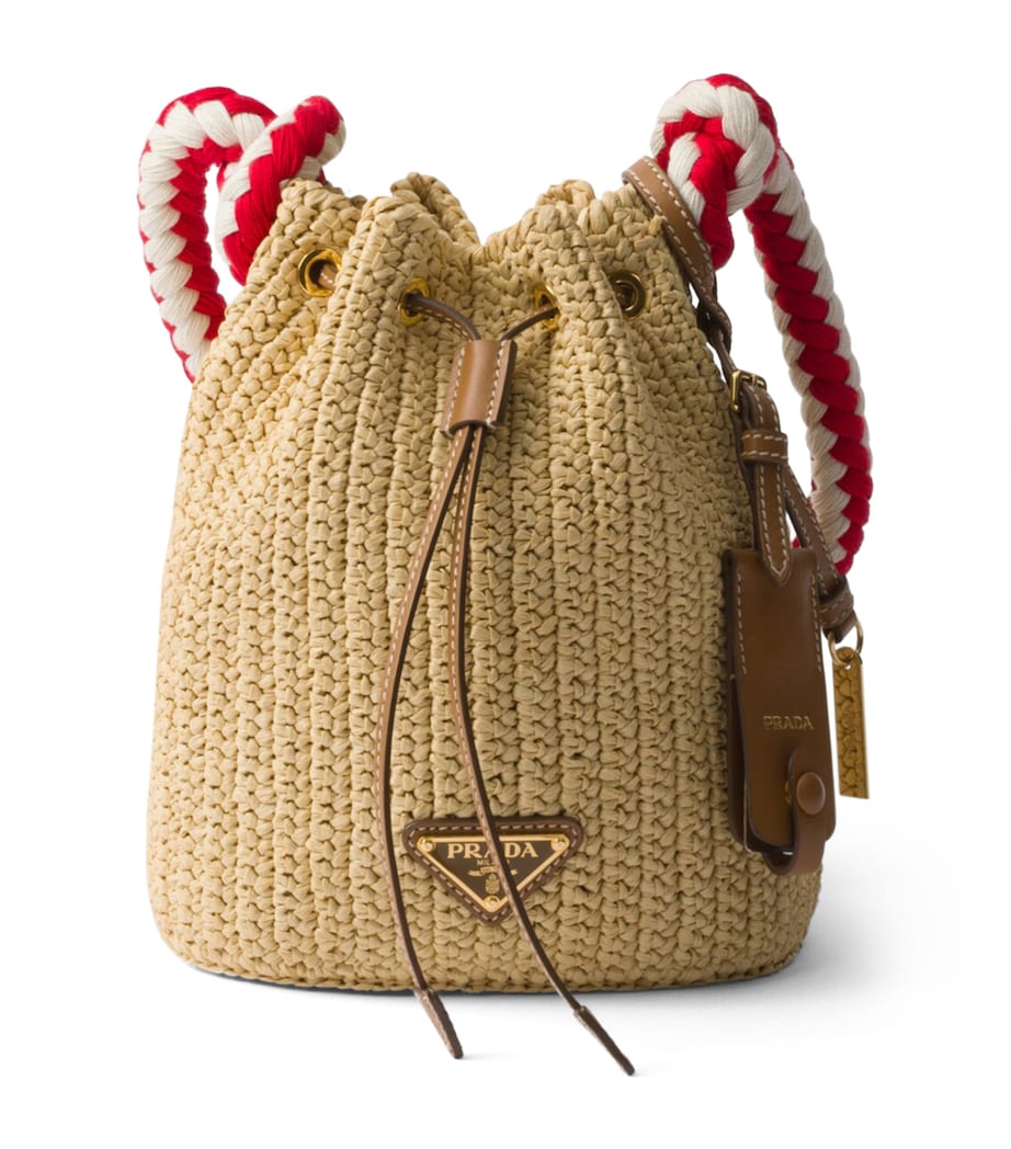 Prada Neutral Mini Crochet Bucket Bag