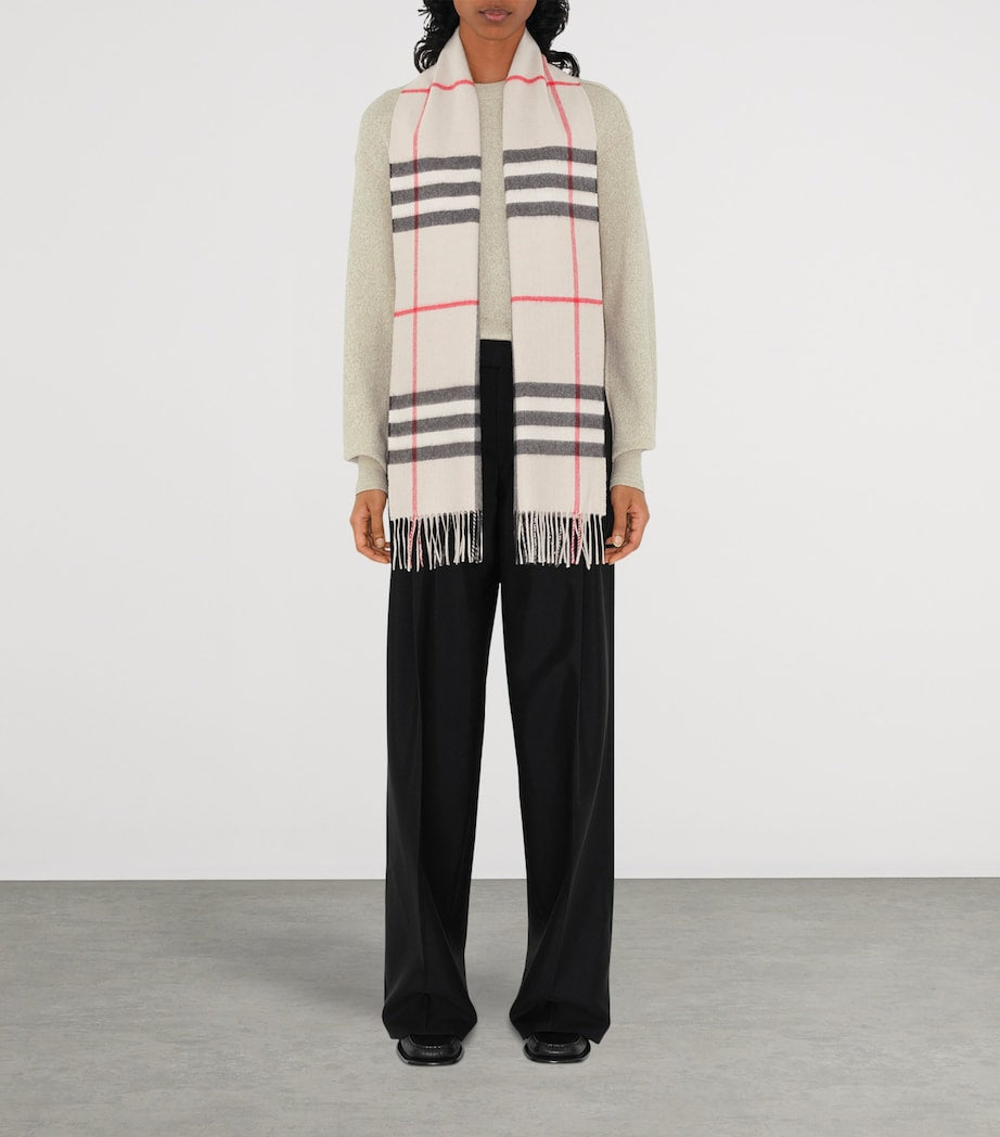 Burberry Beige Cashmere Check Scarf