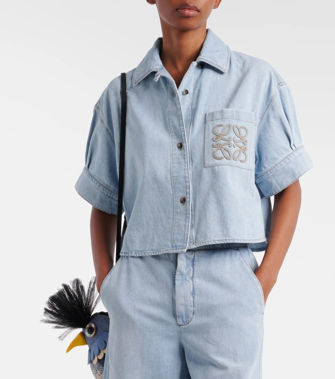 Loewe - Paula's Ibiza Anagram cropped denim shirt