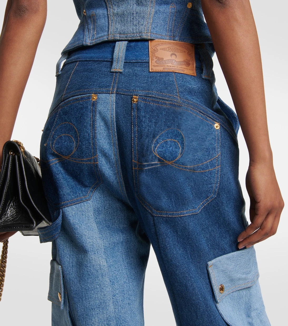 Marine Serre - Monogram high-rise wide-leg jeans
