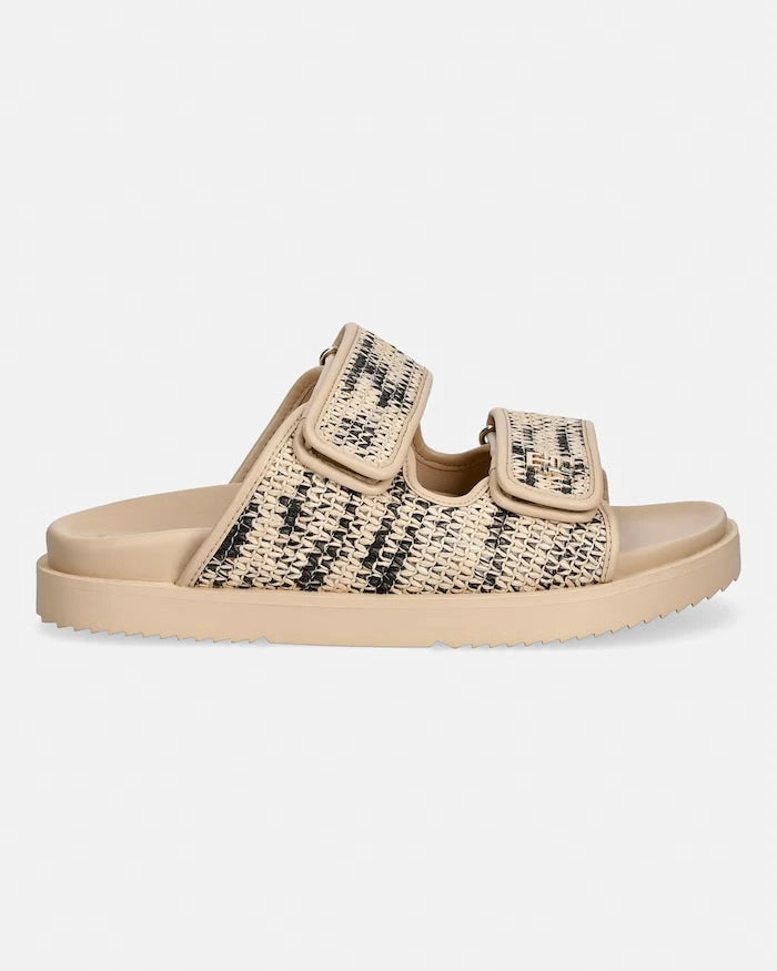 Tommy Hilfiger Kadın DOUBLE STRAP RAFFIA SANDAL Terlik