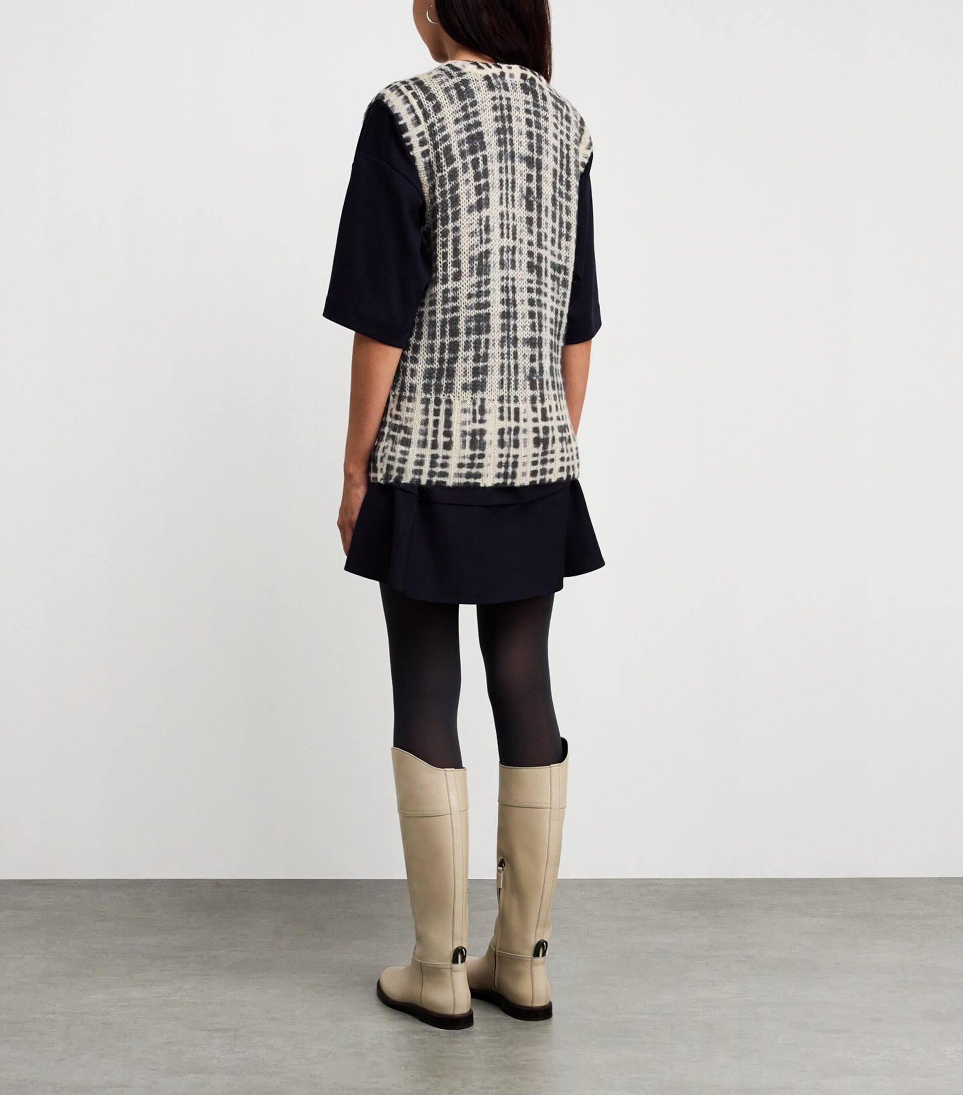 MAX&Co. White Check Knit Tank Top