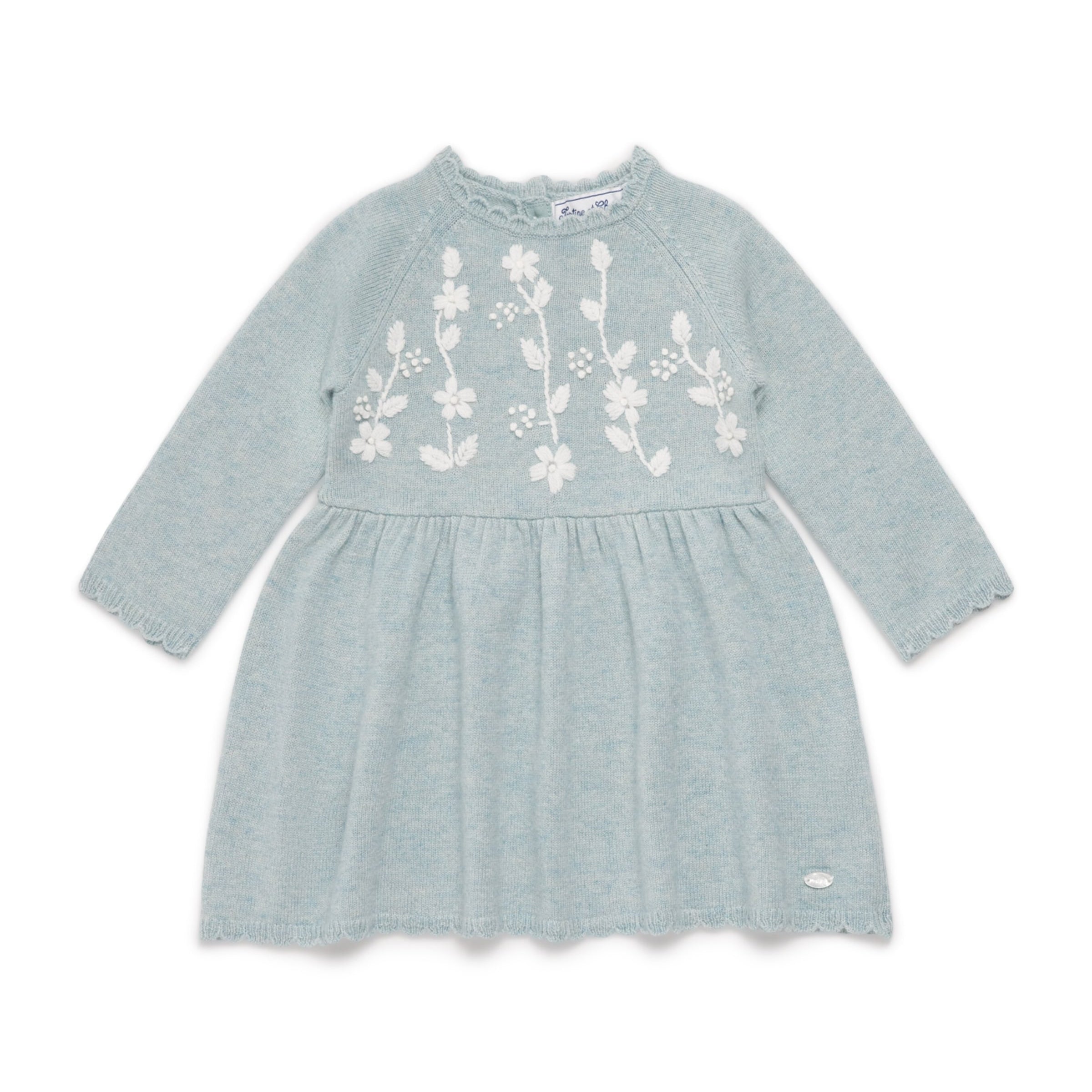 Tartine et Chocolat Green Floral Embroidered Dress (3 Months-4 Years)