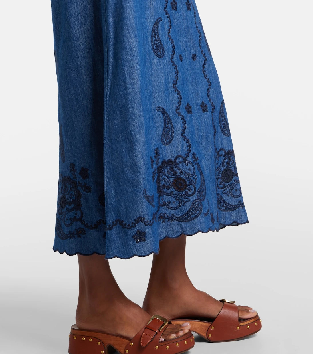 Zimmermann - Aster embroidered denim midi dress