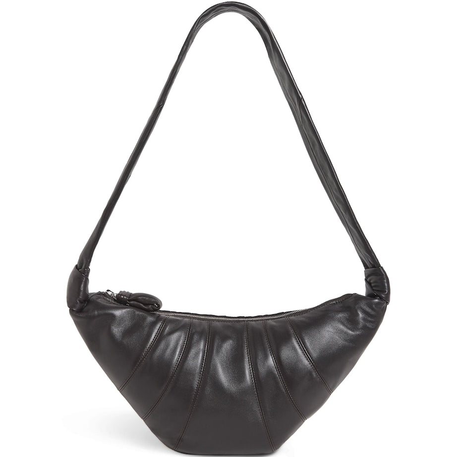 Medium Grained Leather Croissant Shoulder Bag DARK CHOCOLATE BR490