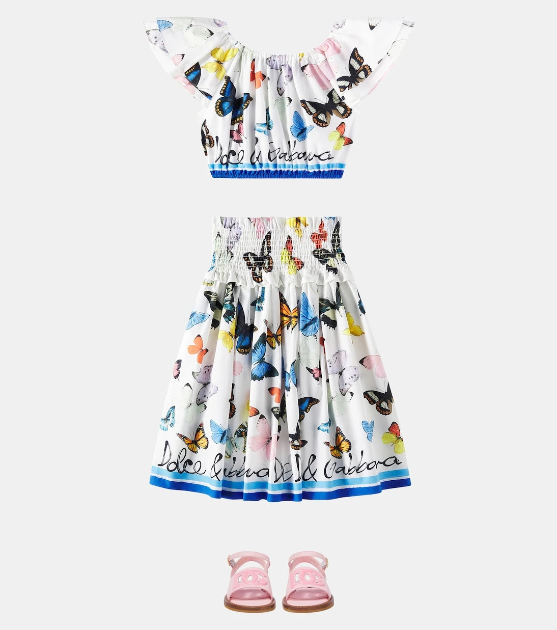 Dolce&Gabbana Kids - Ruffled printed cotton poplin top