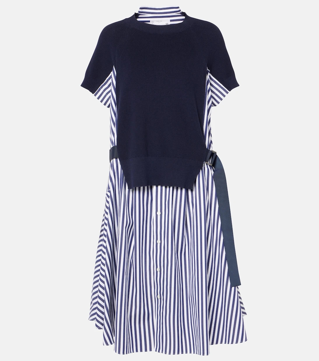 Sacai - Striped cotton midi dress