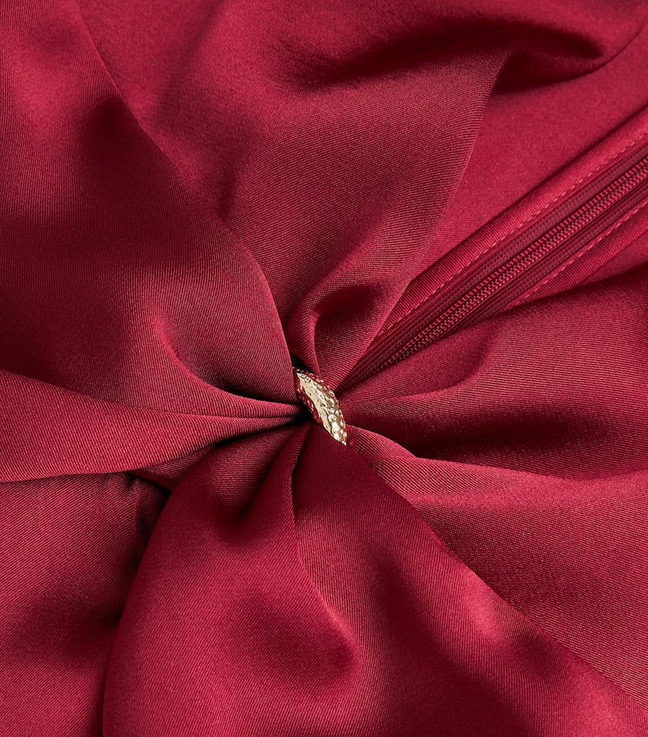 Sandro Paris Red Satin V-Neck Maxi Dress