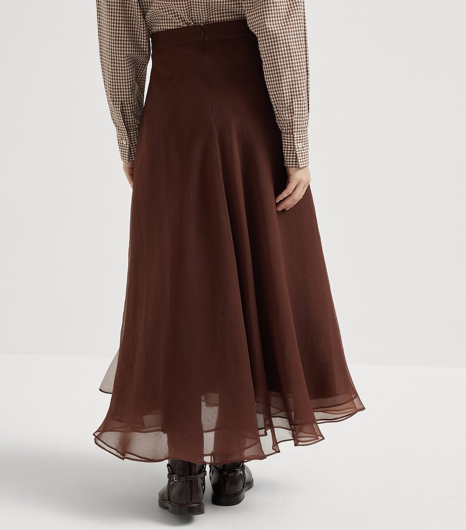 Brunello Cucinelli Red Silk Panelled Circle Skirt