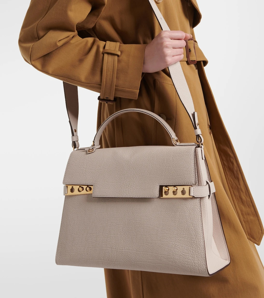 Delvaux - حقيبة يد كبيرة توت تيمبيت من جلد ديربي