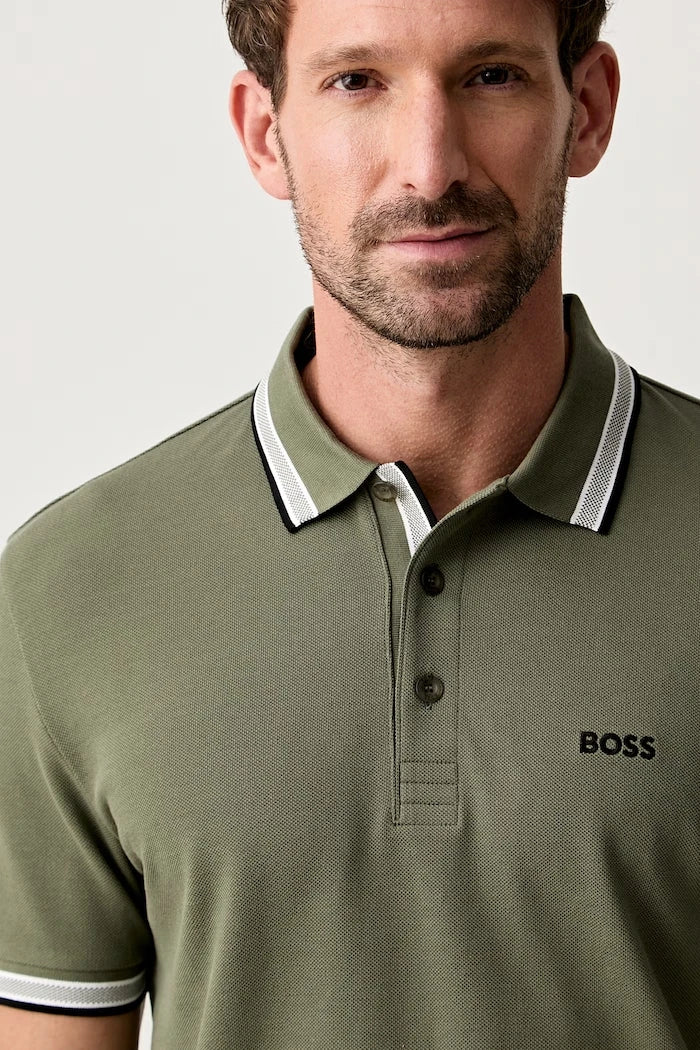 BOSS Green Pamuklu Yakalı Erkek Tişört Paddy