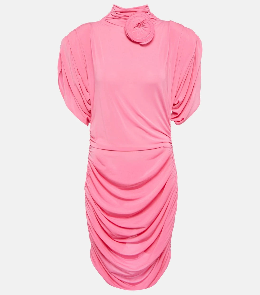 Magda Butrym - Rose-appliqué ruched jersey minidress