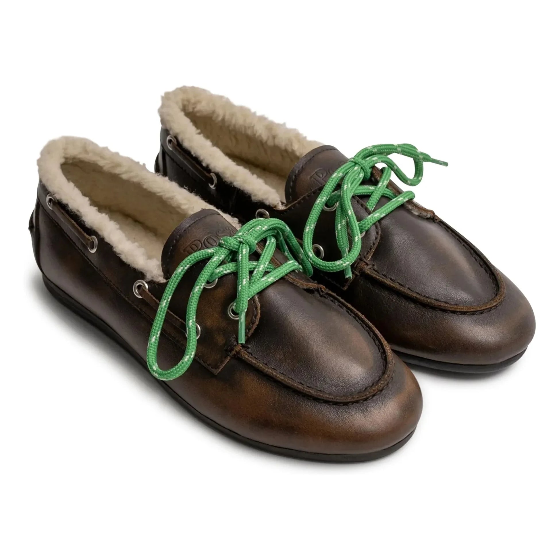 Posa - Leather and Fur Boat Shoes | Coffee