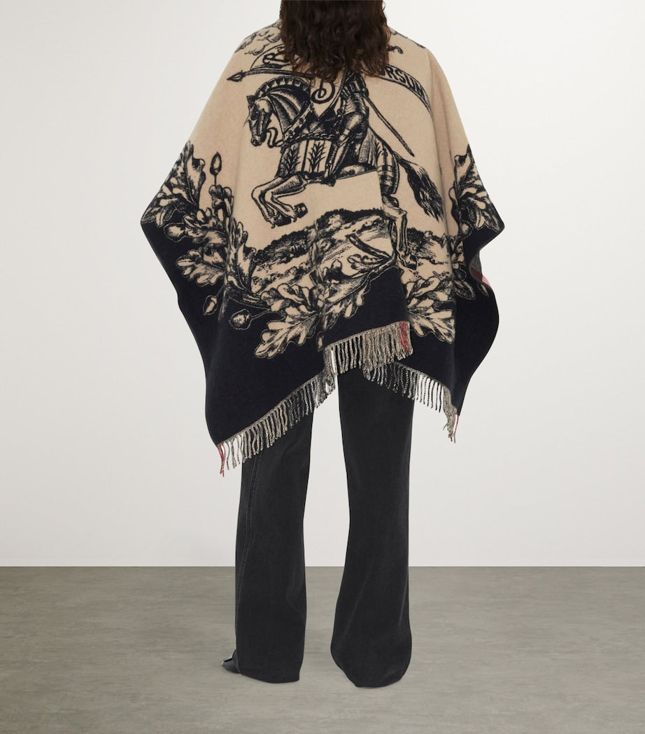 Beige Wool Reversible Check EKD Cape