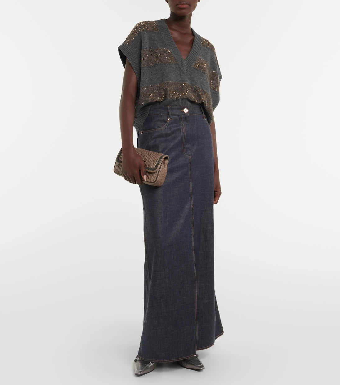 Brunello Cucinelli - Denim maksi etek