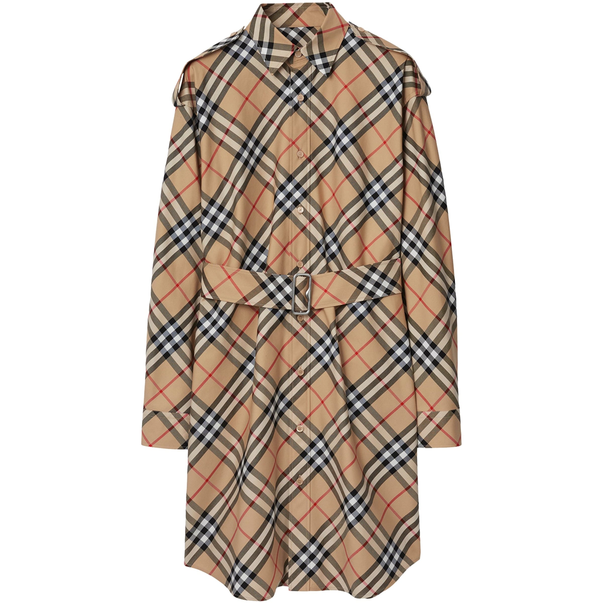 Burberry Beige Cotton Check Shirt Dress