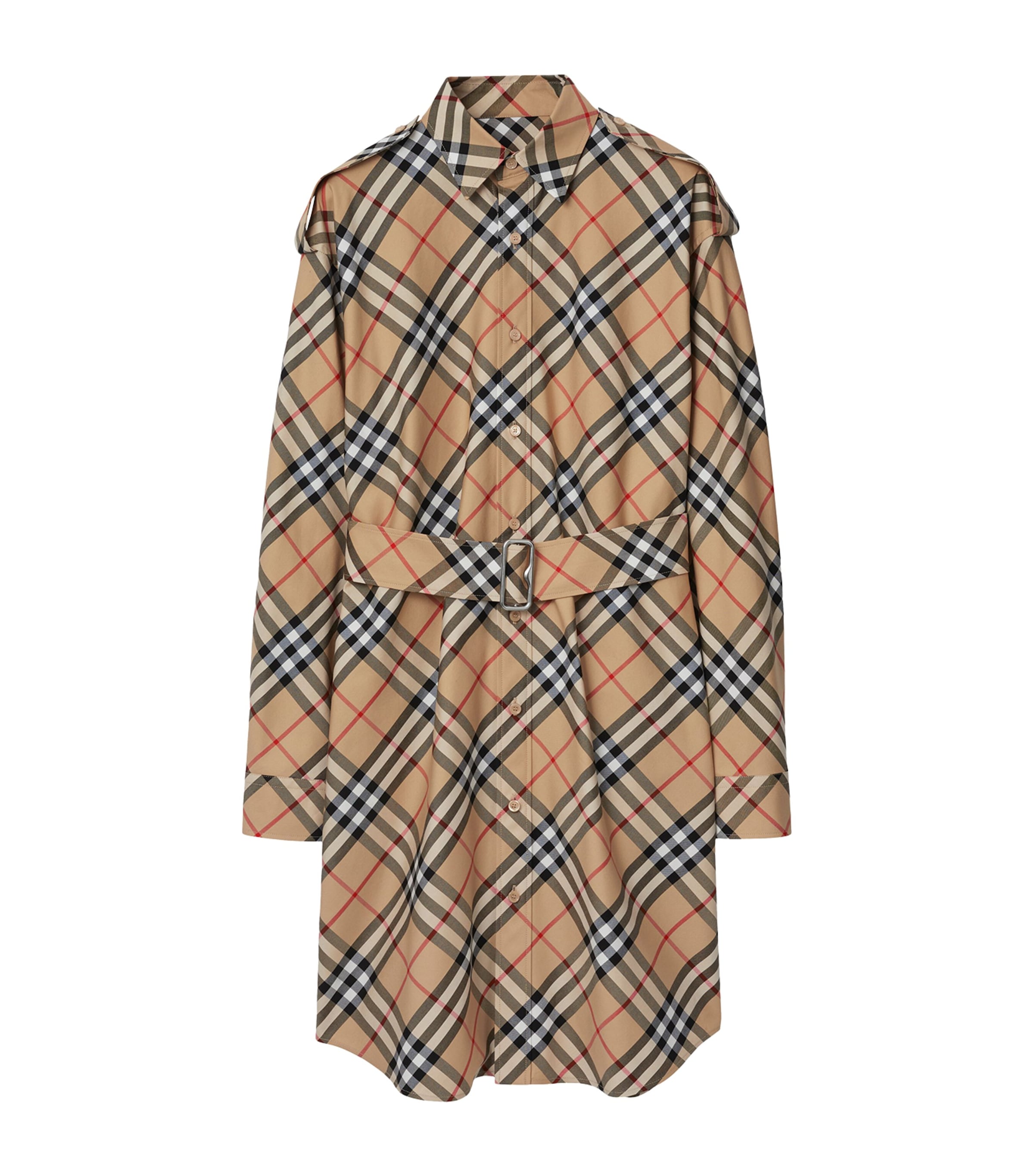 Burberry Beige Cotton Check Shirt Dress