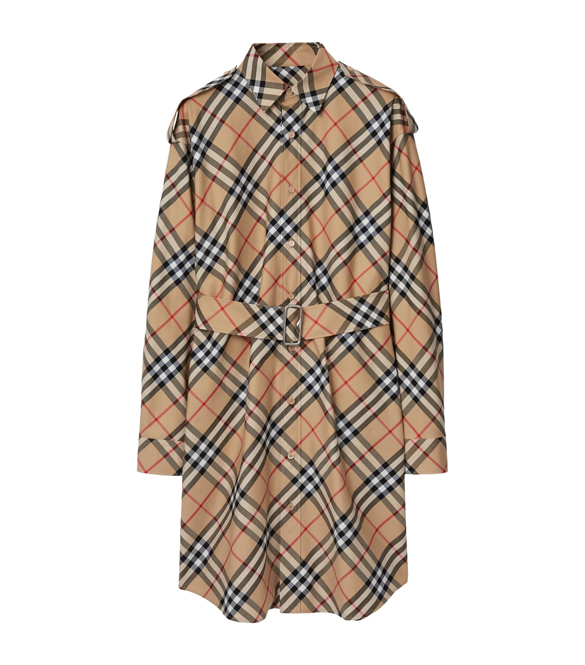 Burberry Beige Cotton Check Shirt Dress
