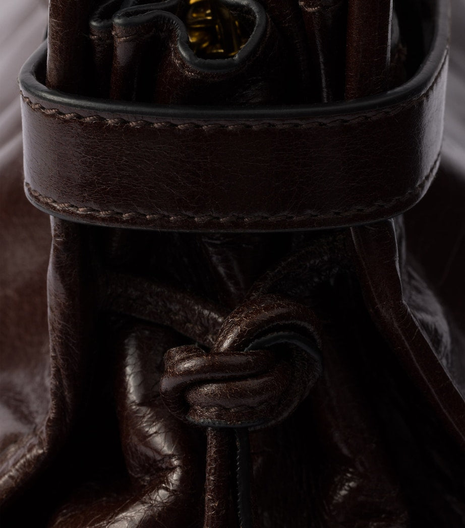 Prada Brown Large Leather Buckle Tote Bag