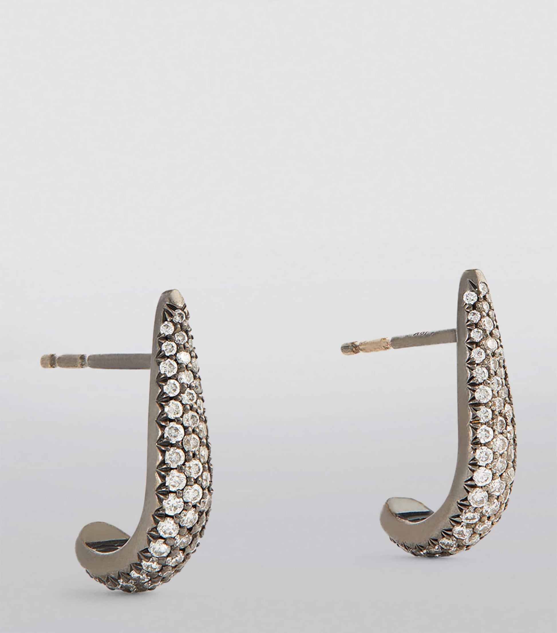 Eva Fehren Blackened White Gold and Diamond Claw Stud Earrings