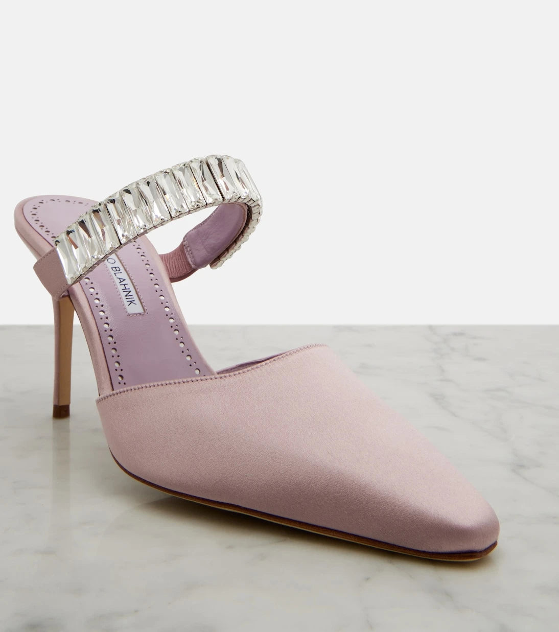 Manolo Blahnik - Zumbon embellished satin mules