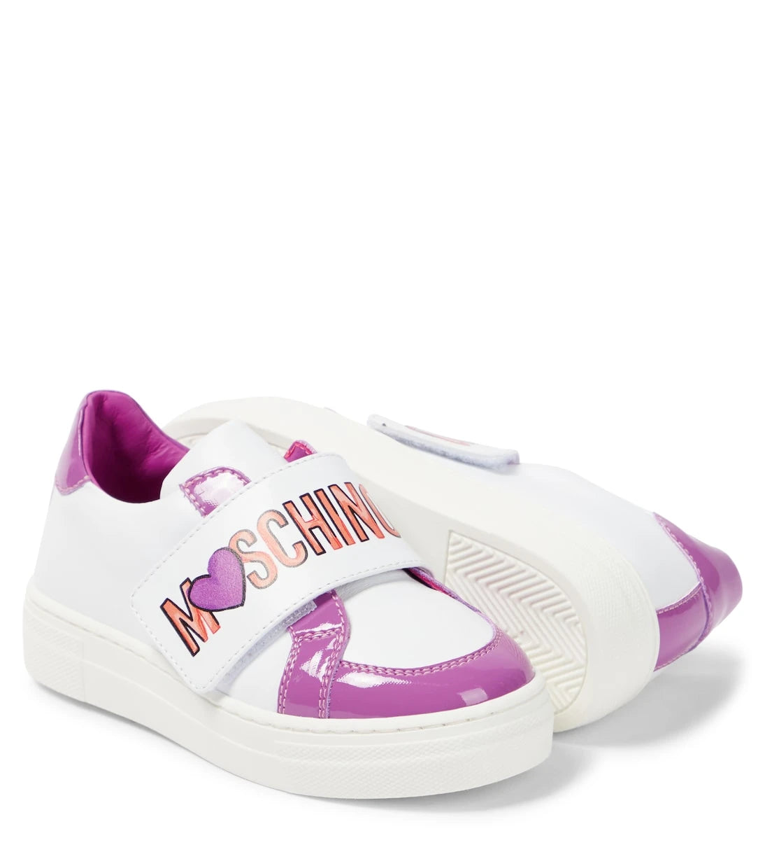 Moschino Kids - أحذية رياضية جلدية بشعار