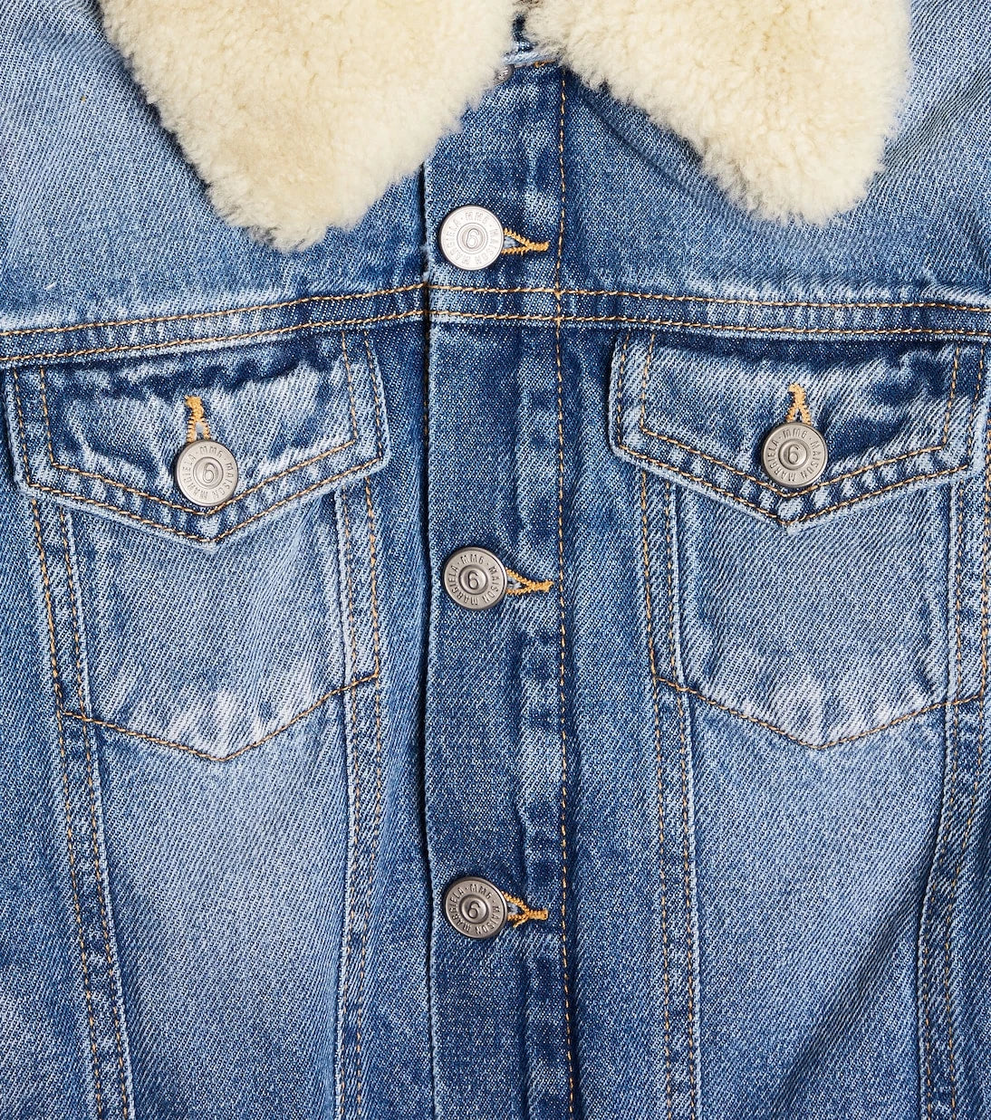 MM6 Maison Margiela Kids - جاكيت دينم مبطّن بالفرو