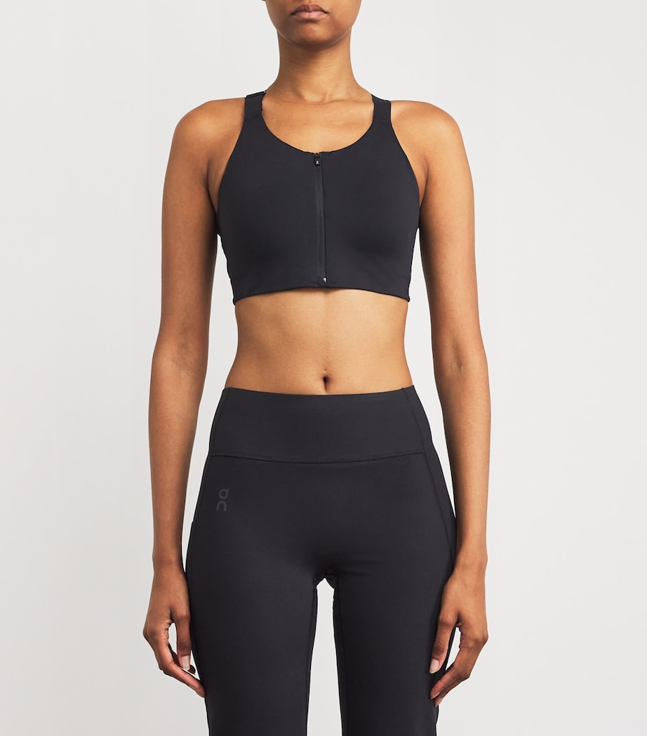 On Black Endurance Zip-Up Bra