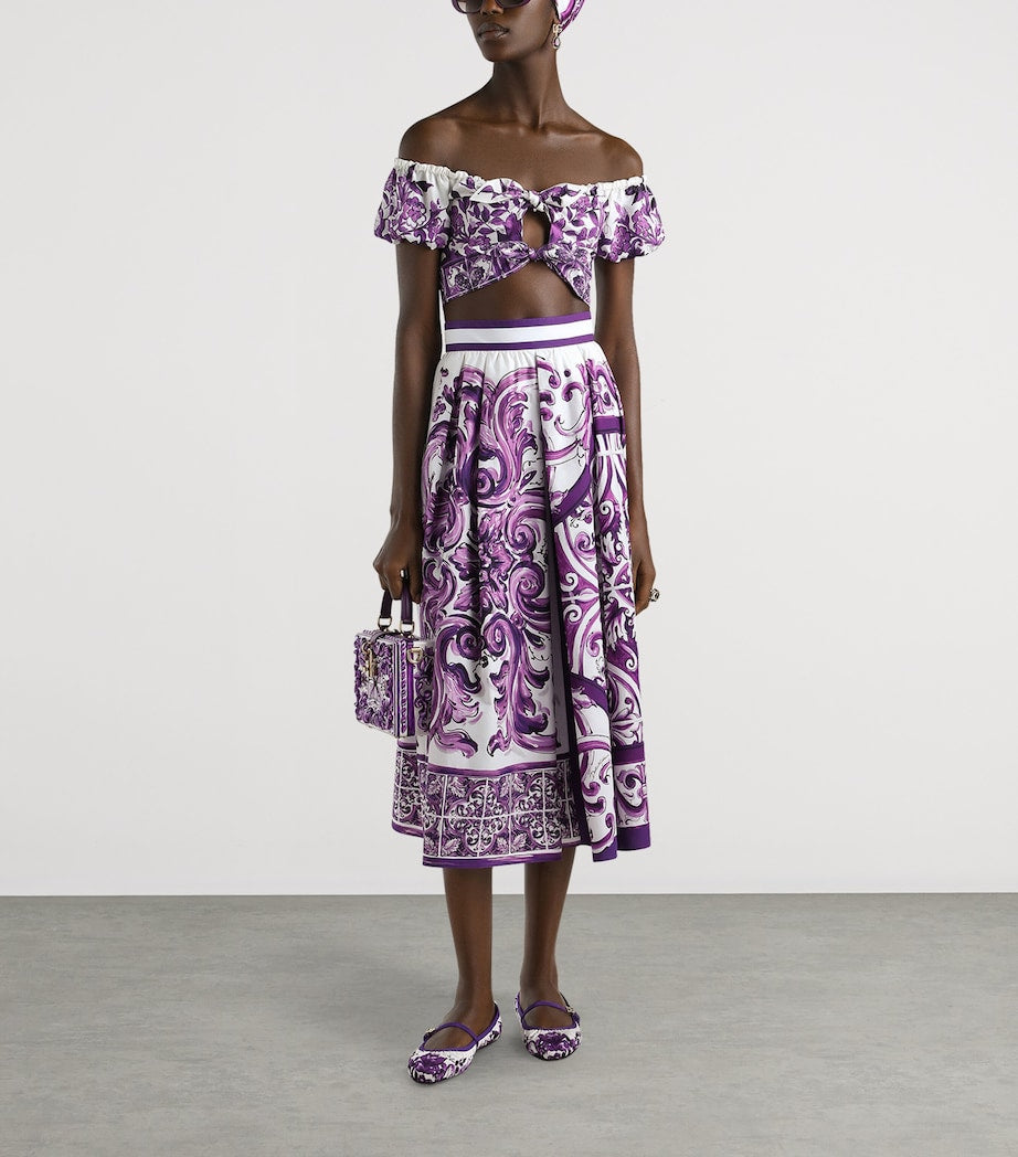 Dolce & Gabbana Multi Cotton Majolica Print Crop Top