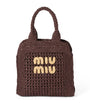 Miu Miu Brown Raffia-Effect Woven Tote Bag