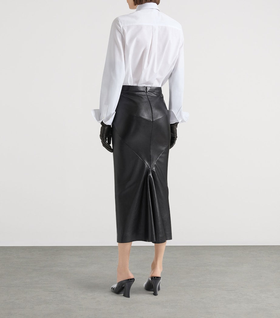 Givenchy Black Leather Low-Waist Midi Skirt