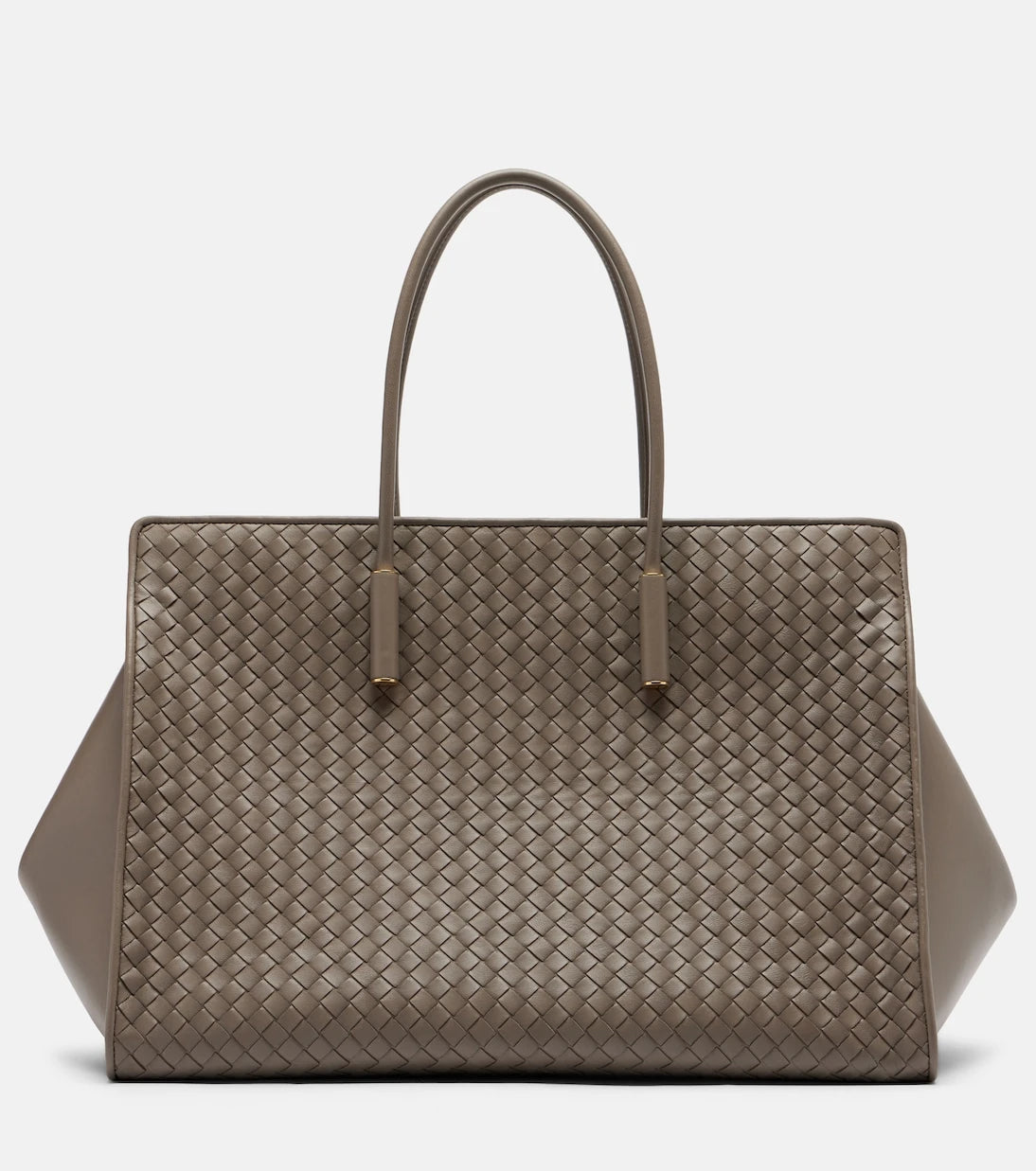 Bottega Veneta - حقيبة باربرا متوسطة الحجم بمقبض علوي من الجلد