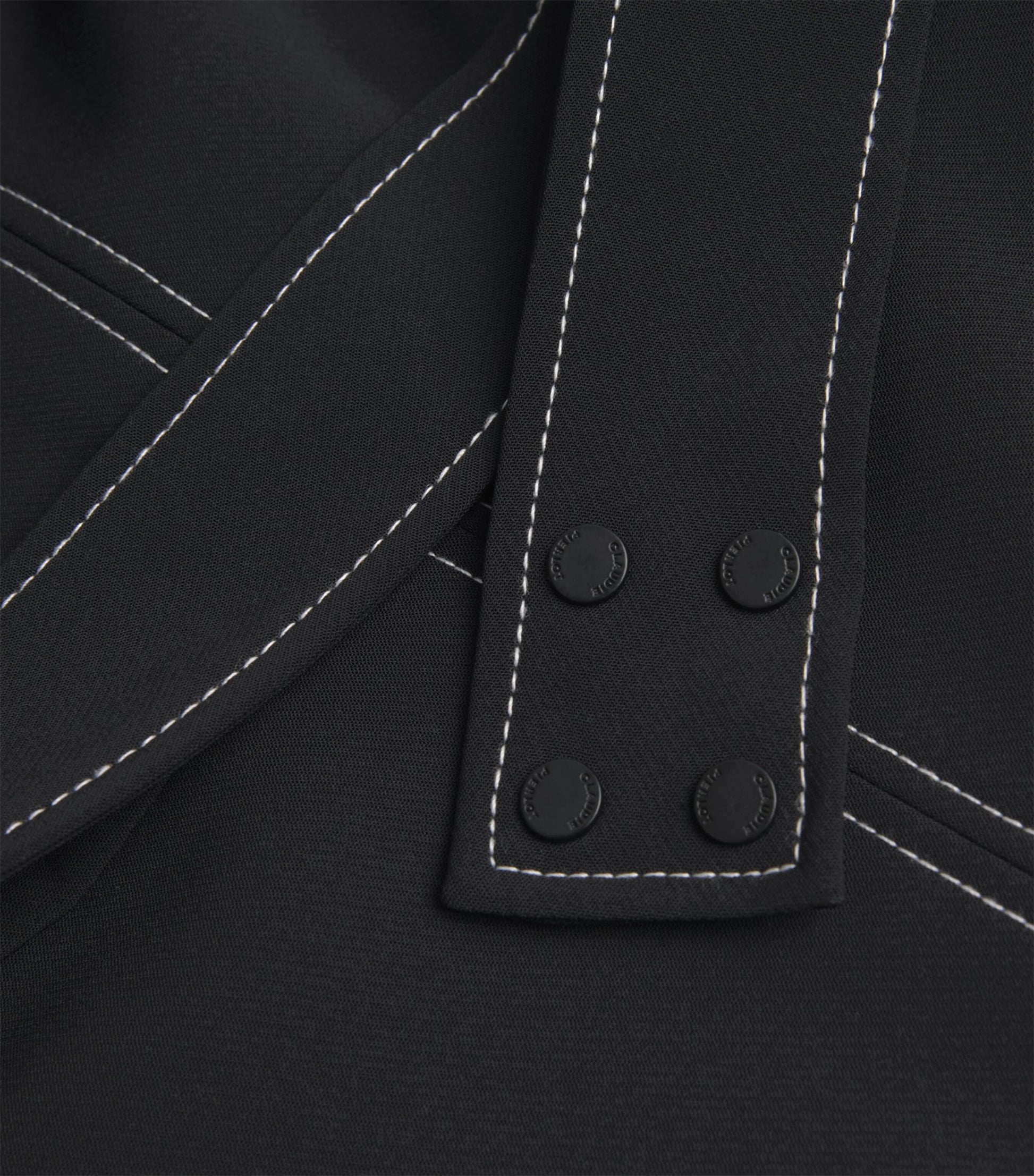 Claudie Pierlot Black Belted Ruffle-Collar Mini Dress