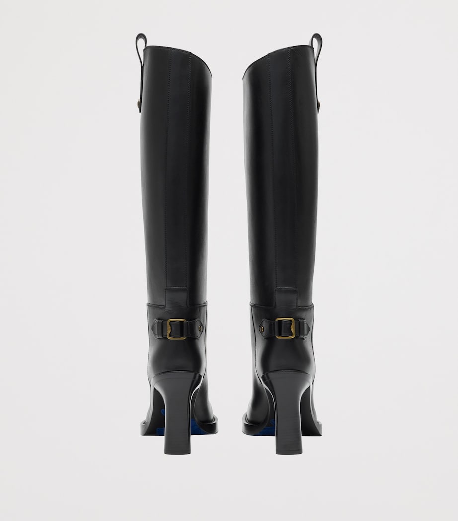 Burberry Black Calf Leather Cavalier Knee-High Boots 85