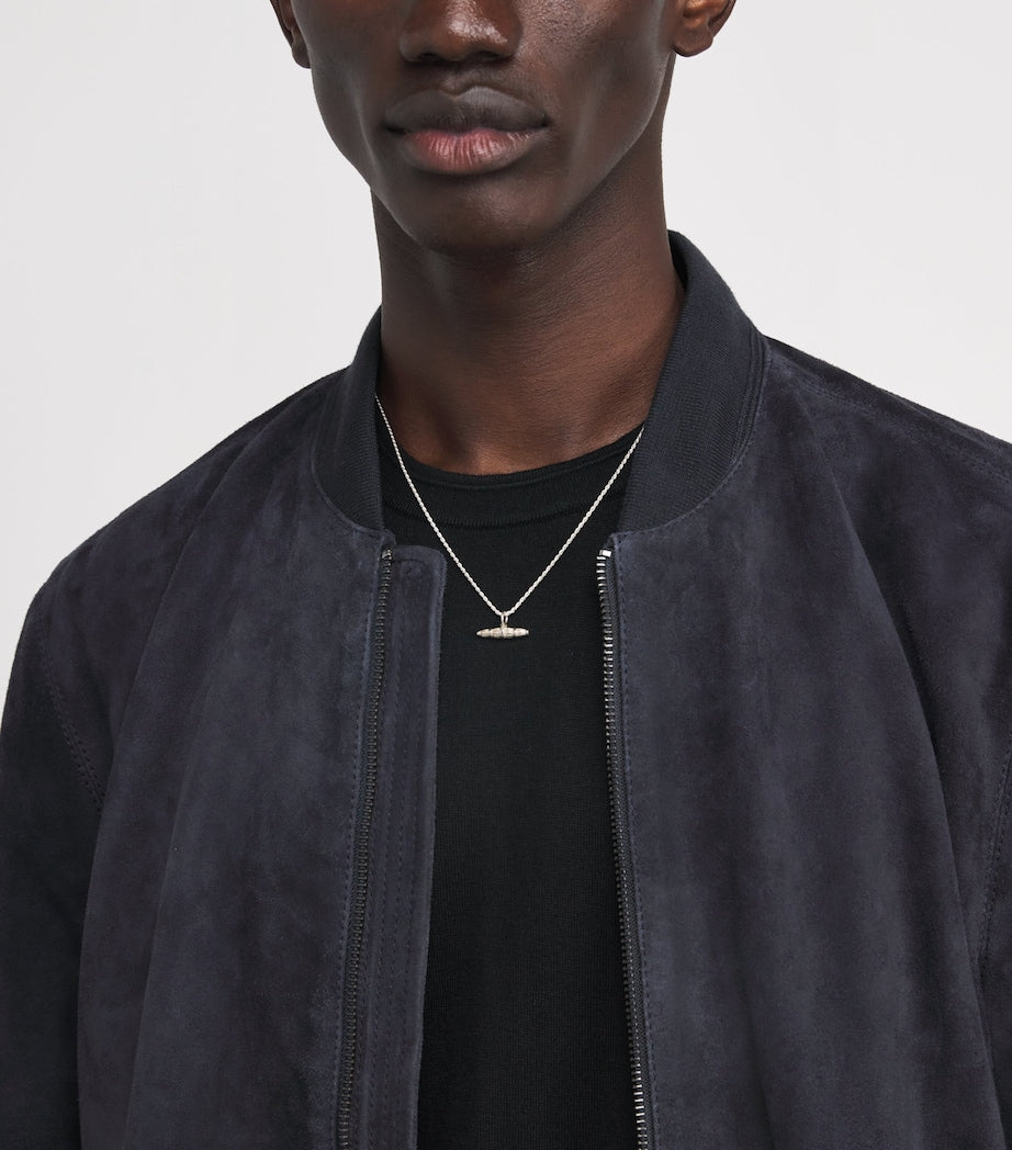 PAIGE Grey Suede Chen Bomber Jacket