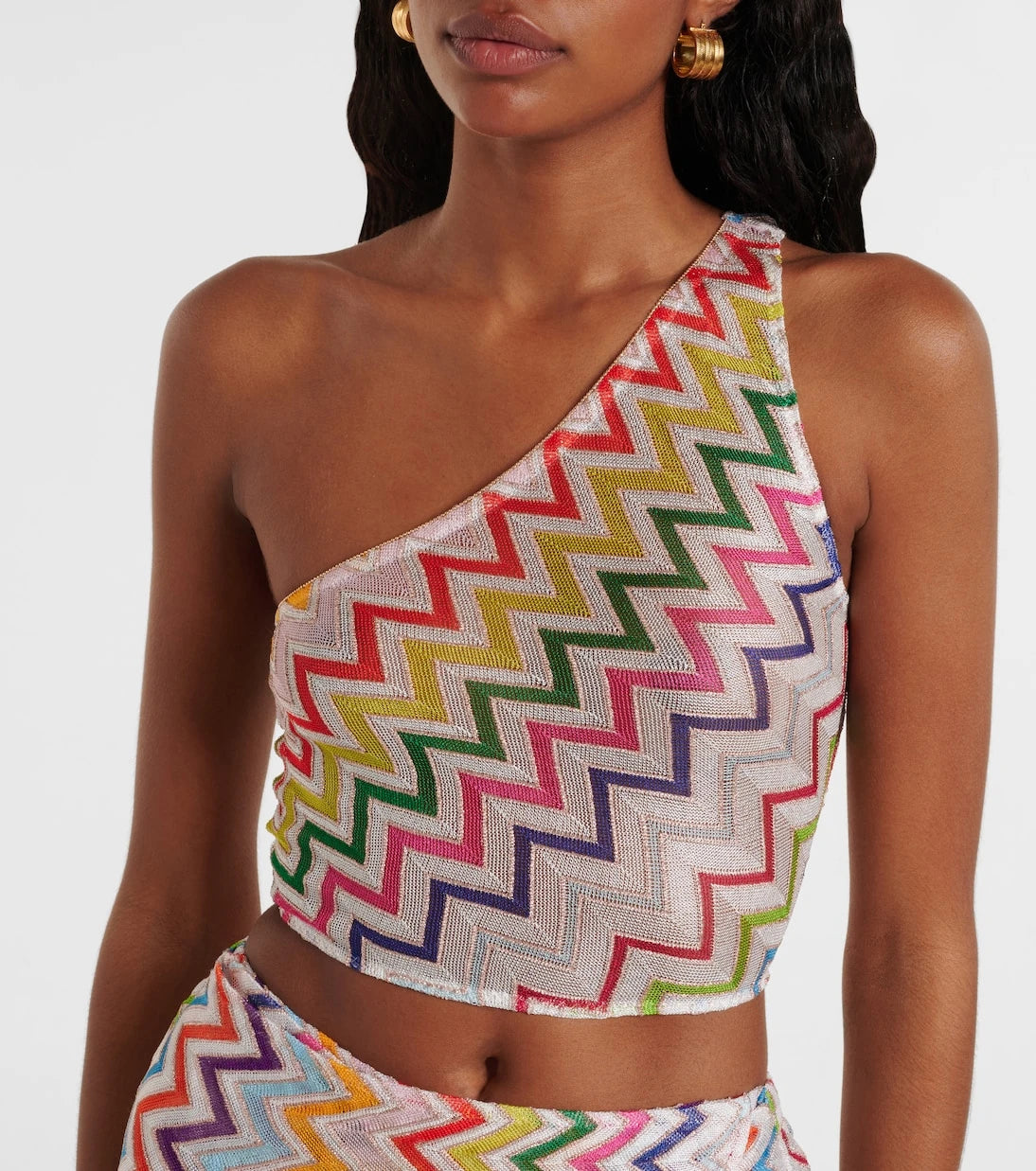 Missoni - Zigzag one-shoulder lamé top