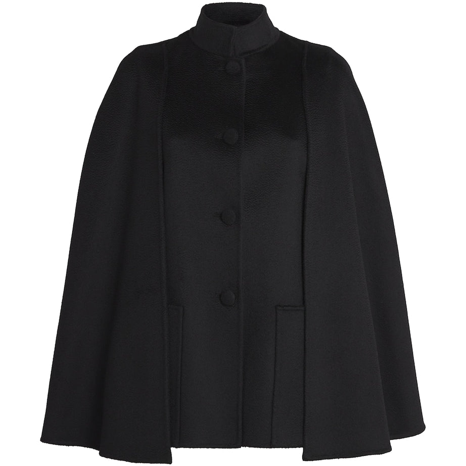 Black Double Cashmere Cape Coat