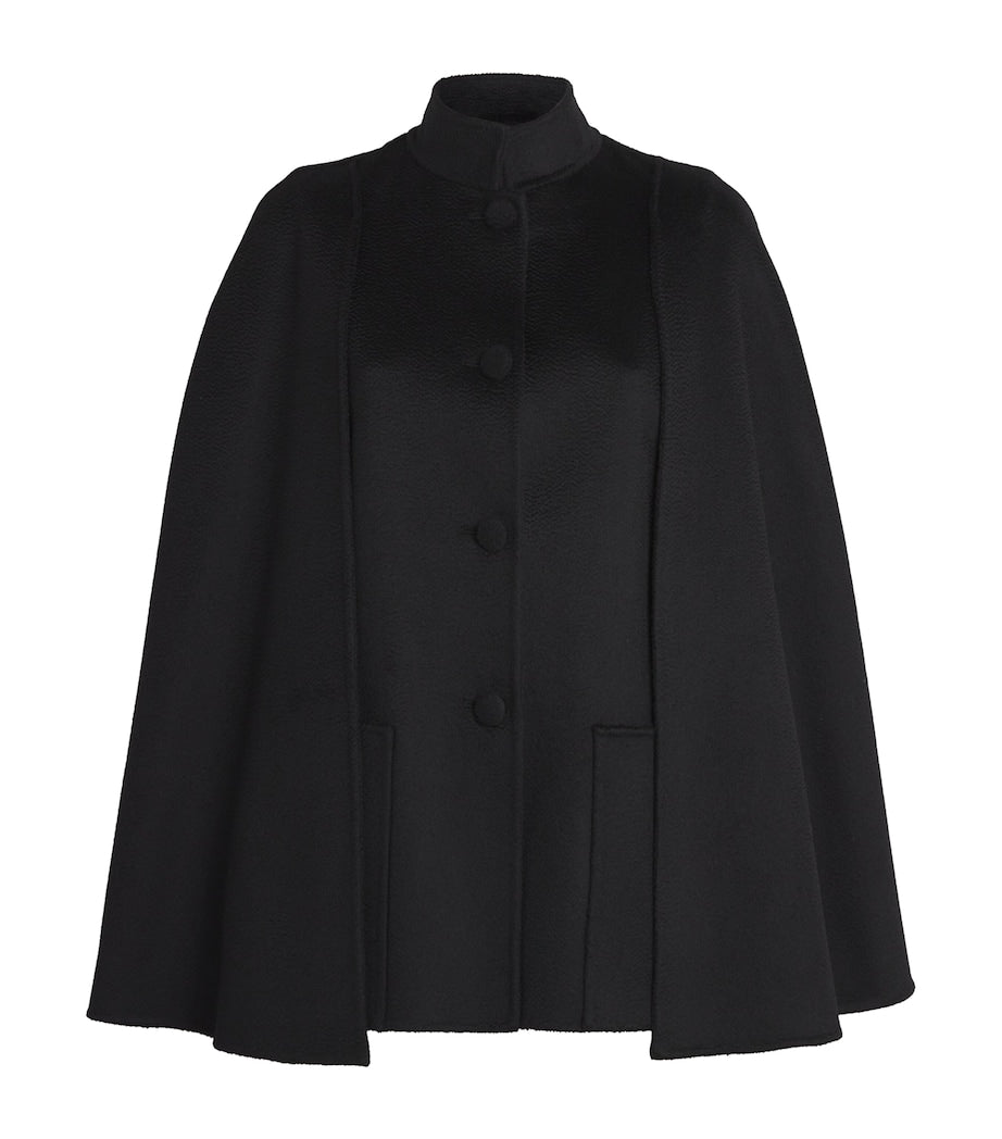 Black Double Cashmere Cape Coat