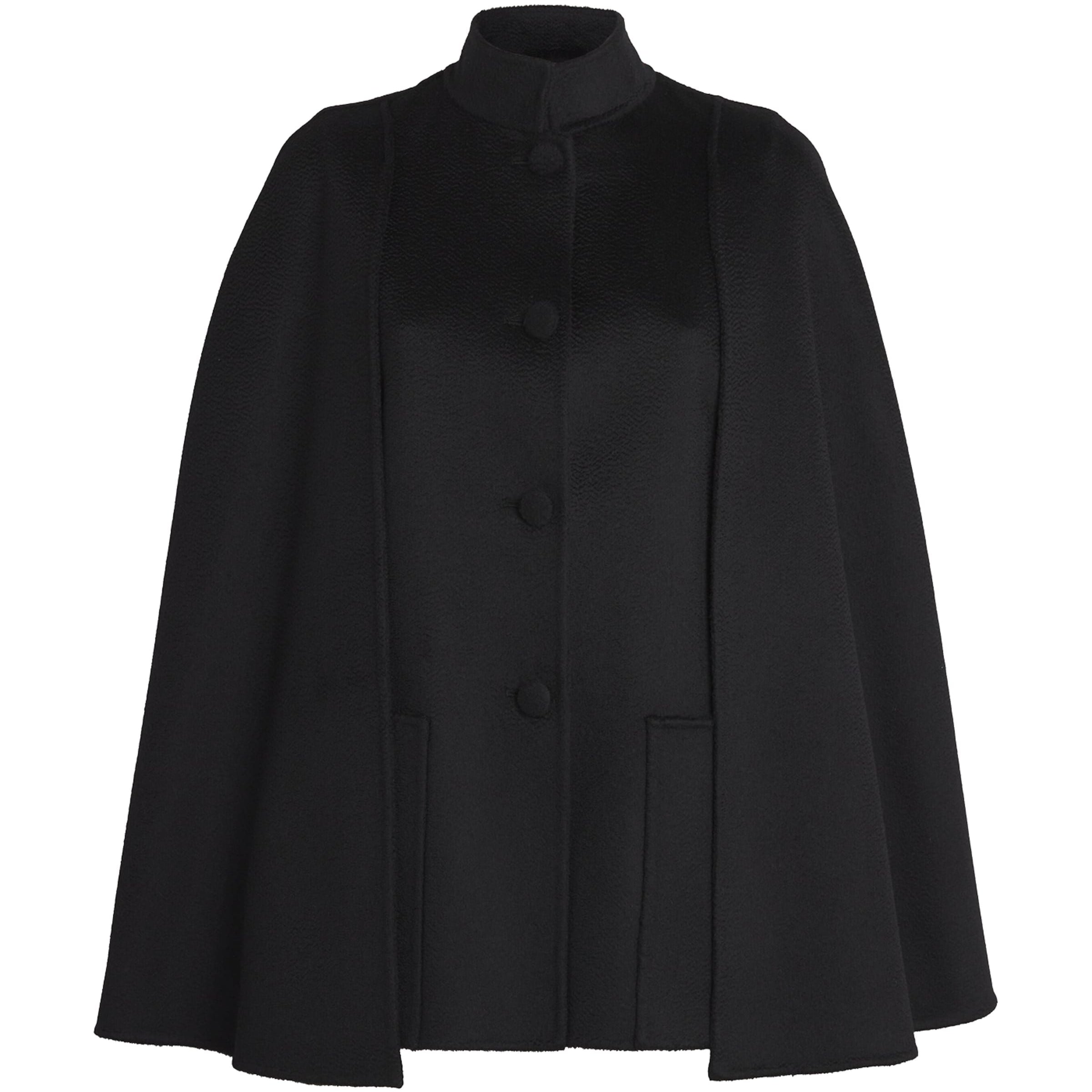 Black Double Cashmere Cape Coat