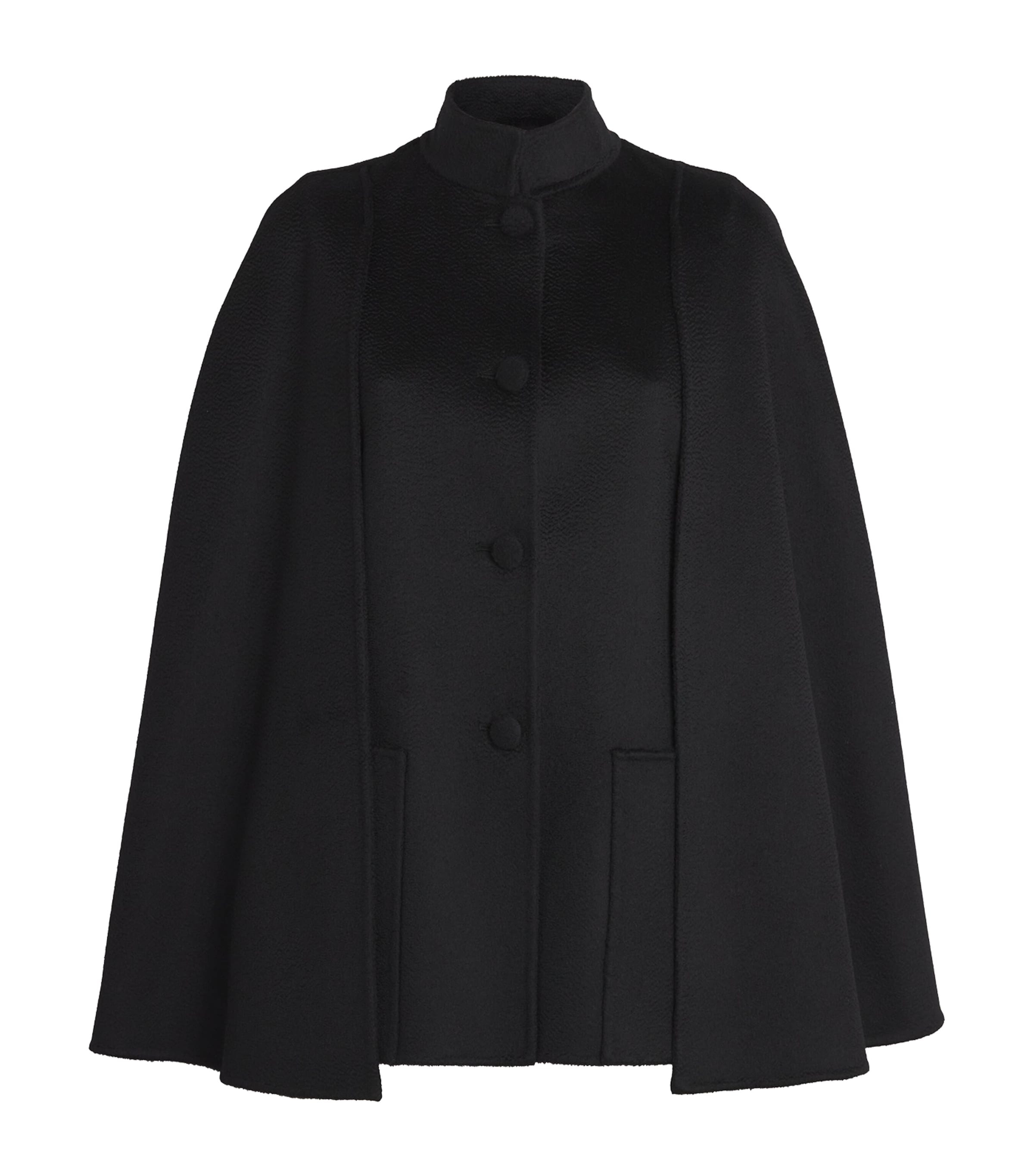 Black Double Cashmere Cape Coat